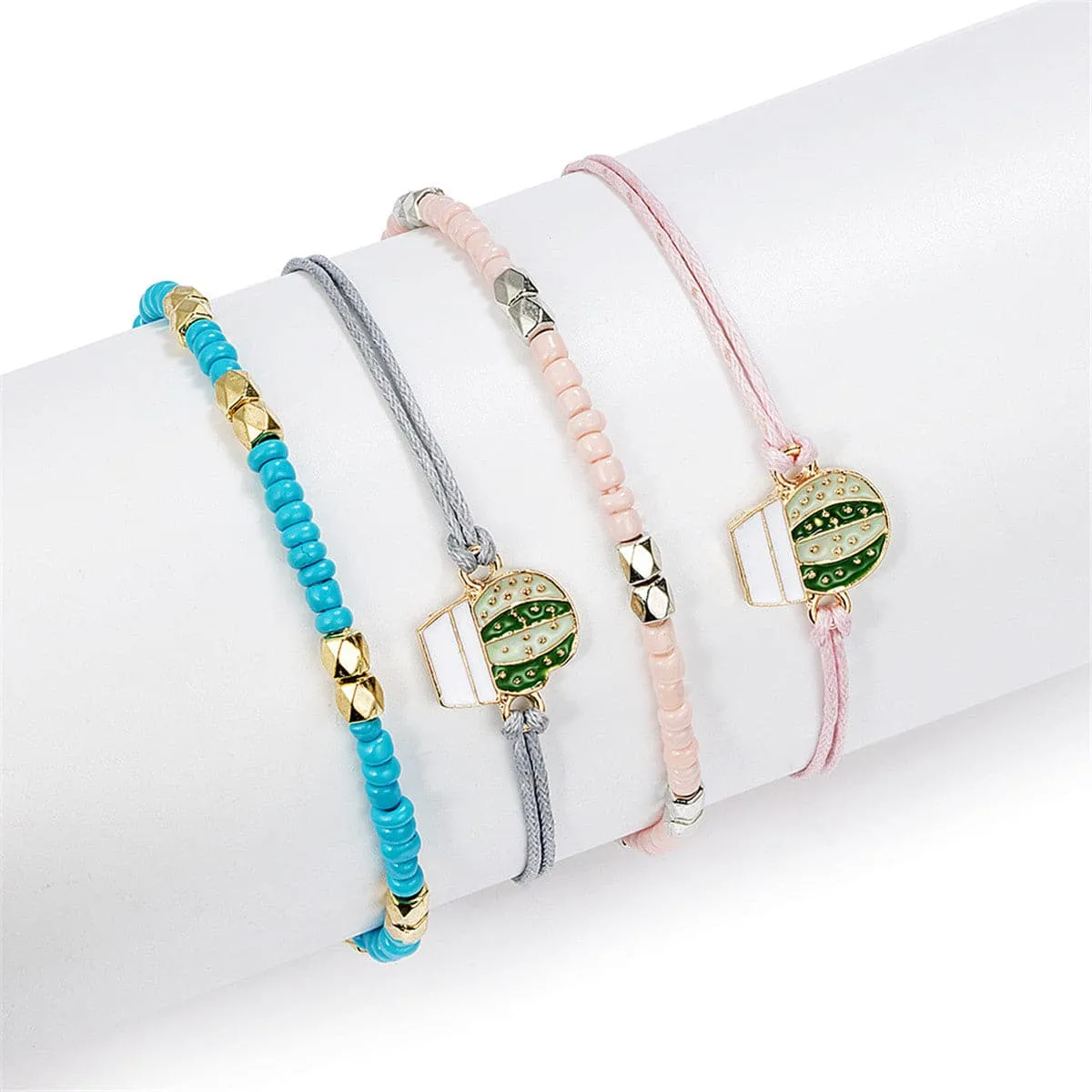Howlite & Enamel Cactus Bracelet Set