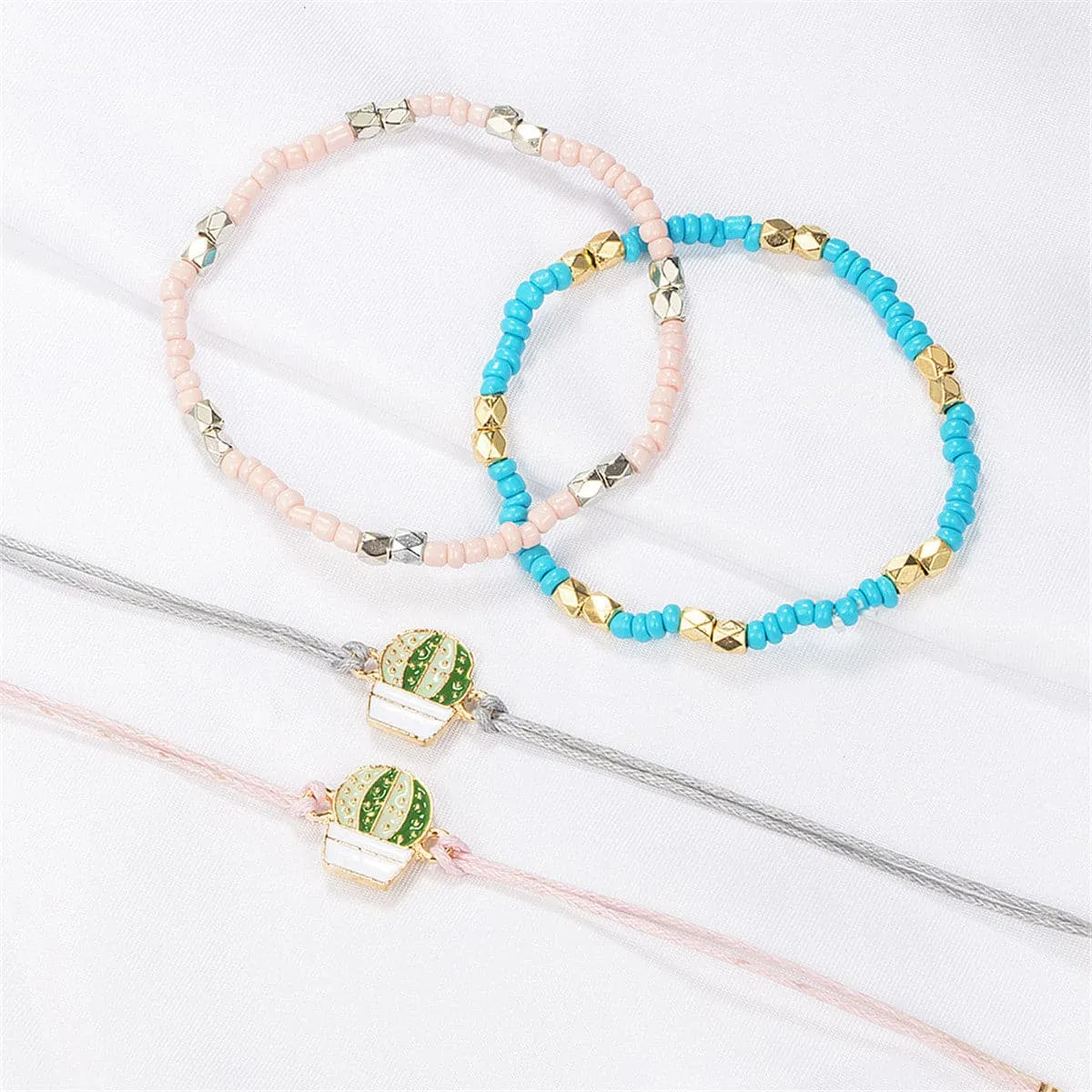 Howlite & Enamel Cactus Bracelet Set