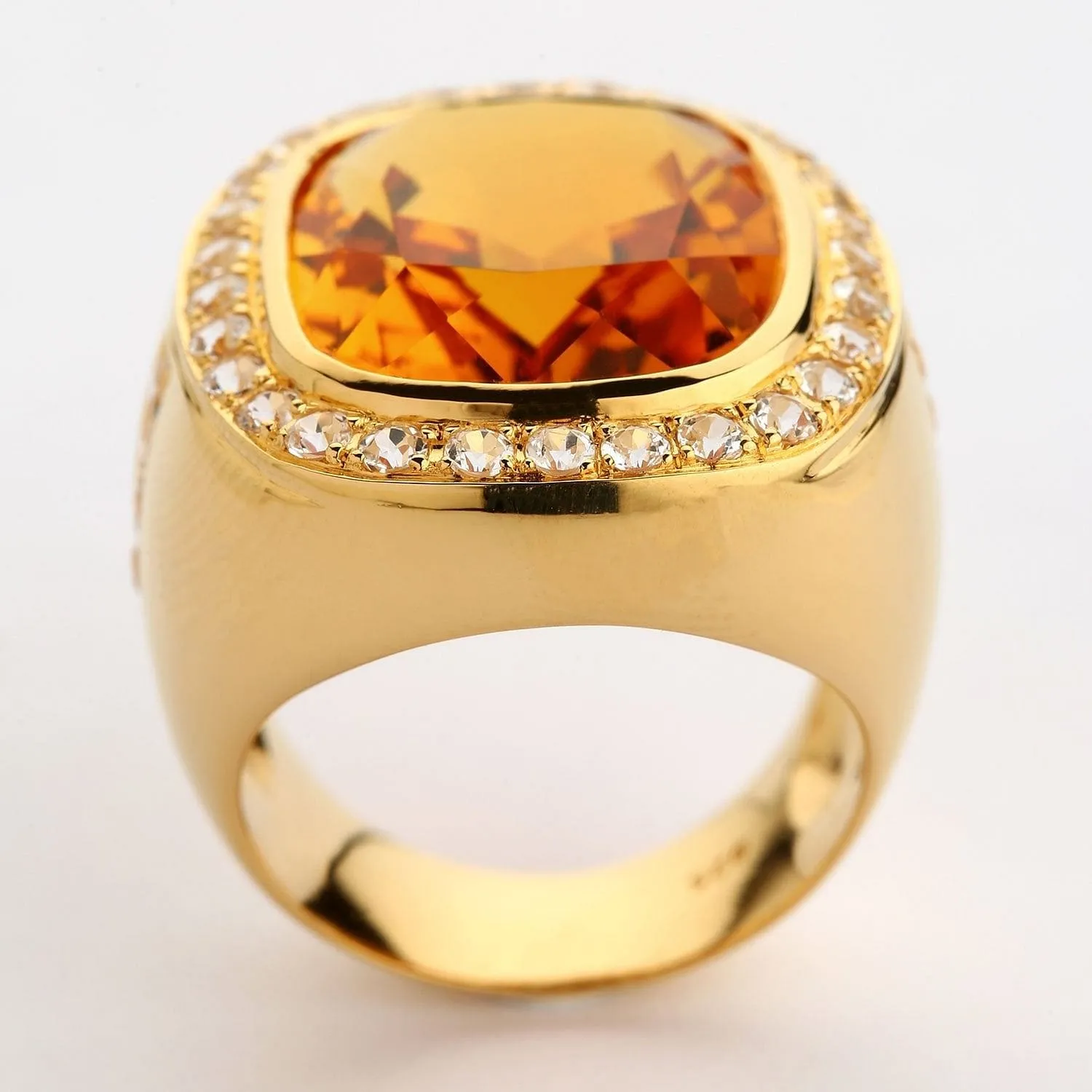 Huge Yellow Gold Mens Citrine Ring