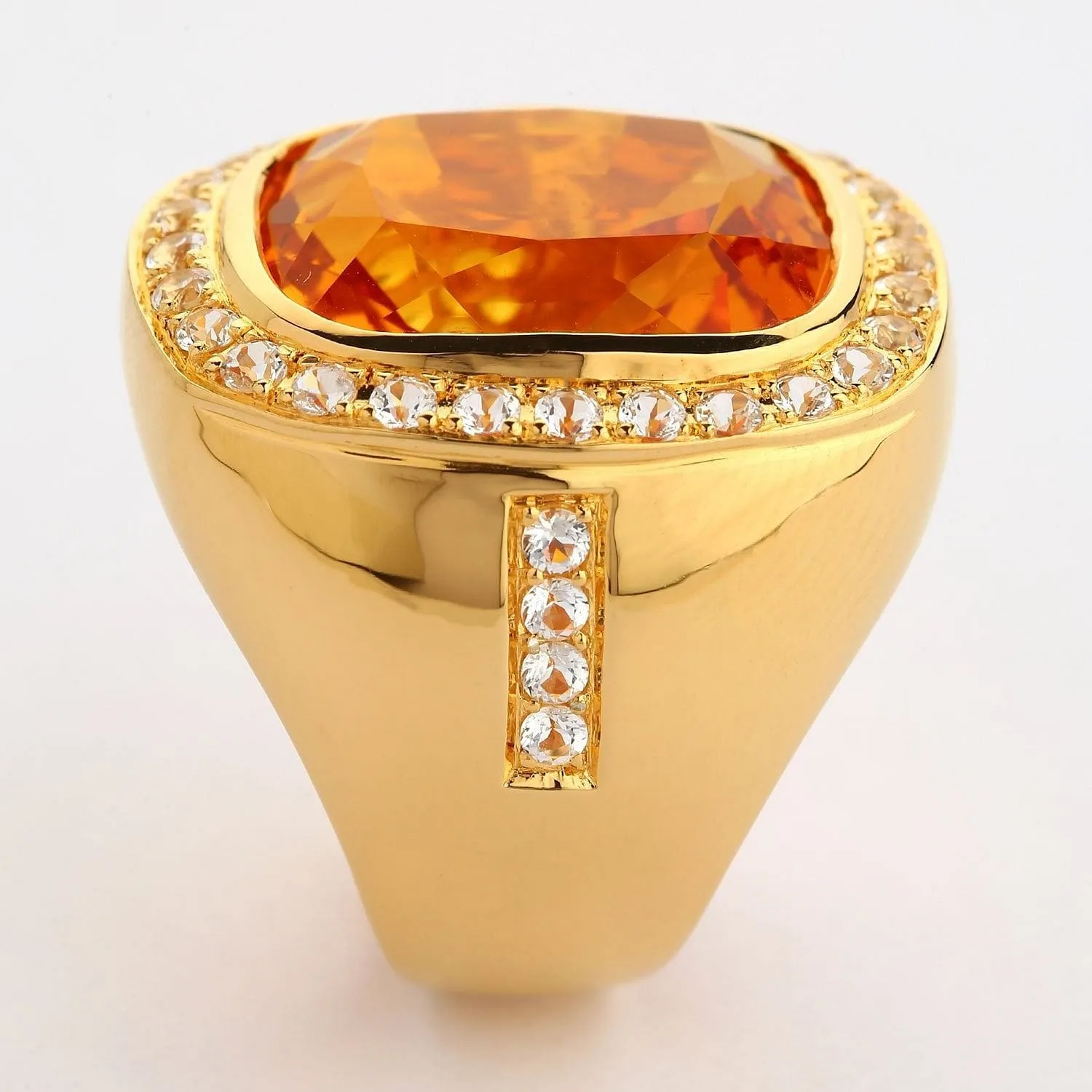 Huge Yellow Gold Mens Citrine Ring