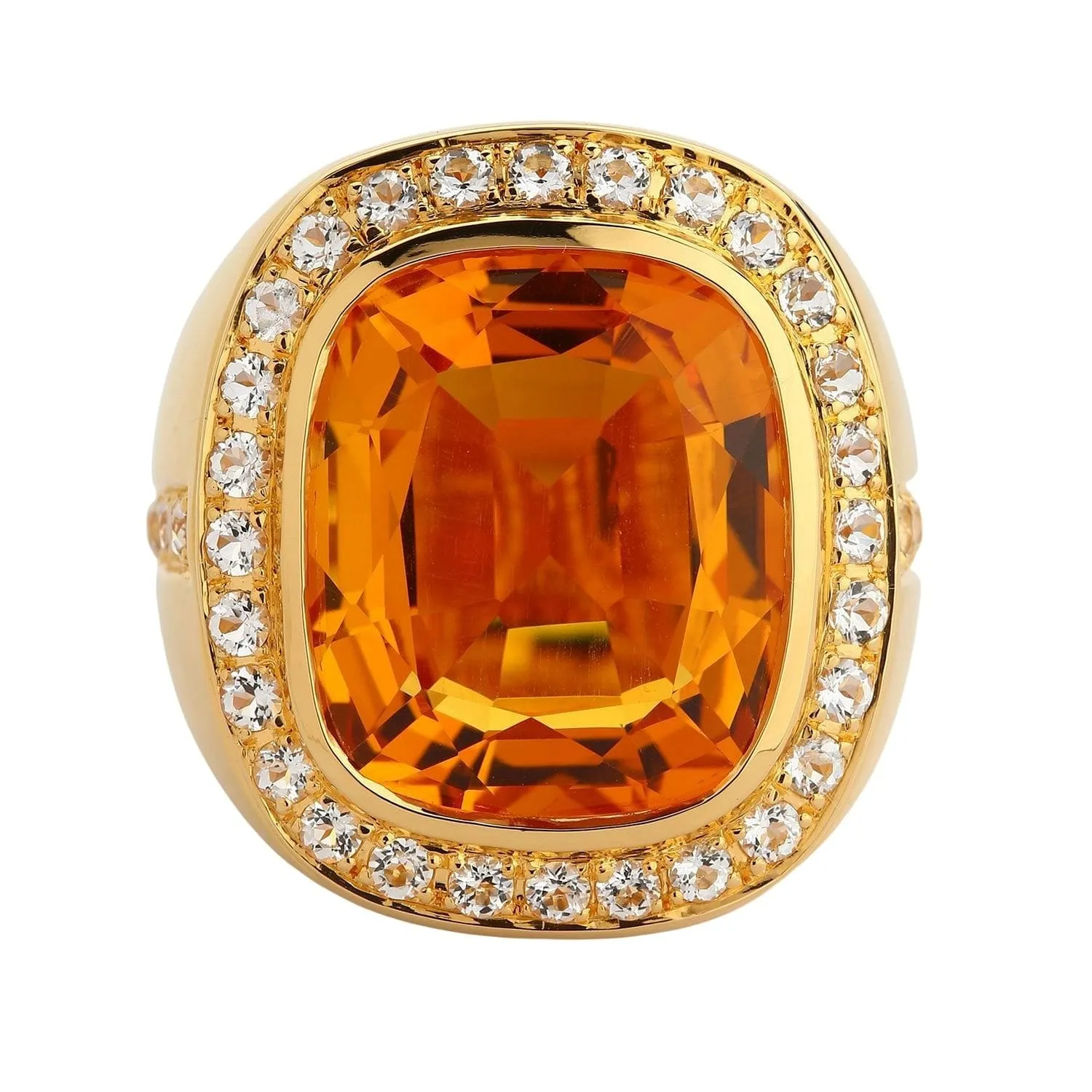 Huge Yellow Gold Mens Citrine Ring