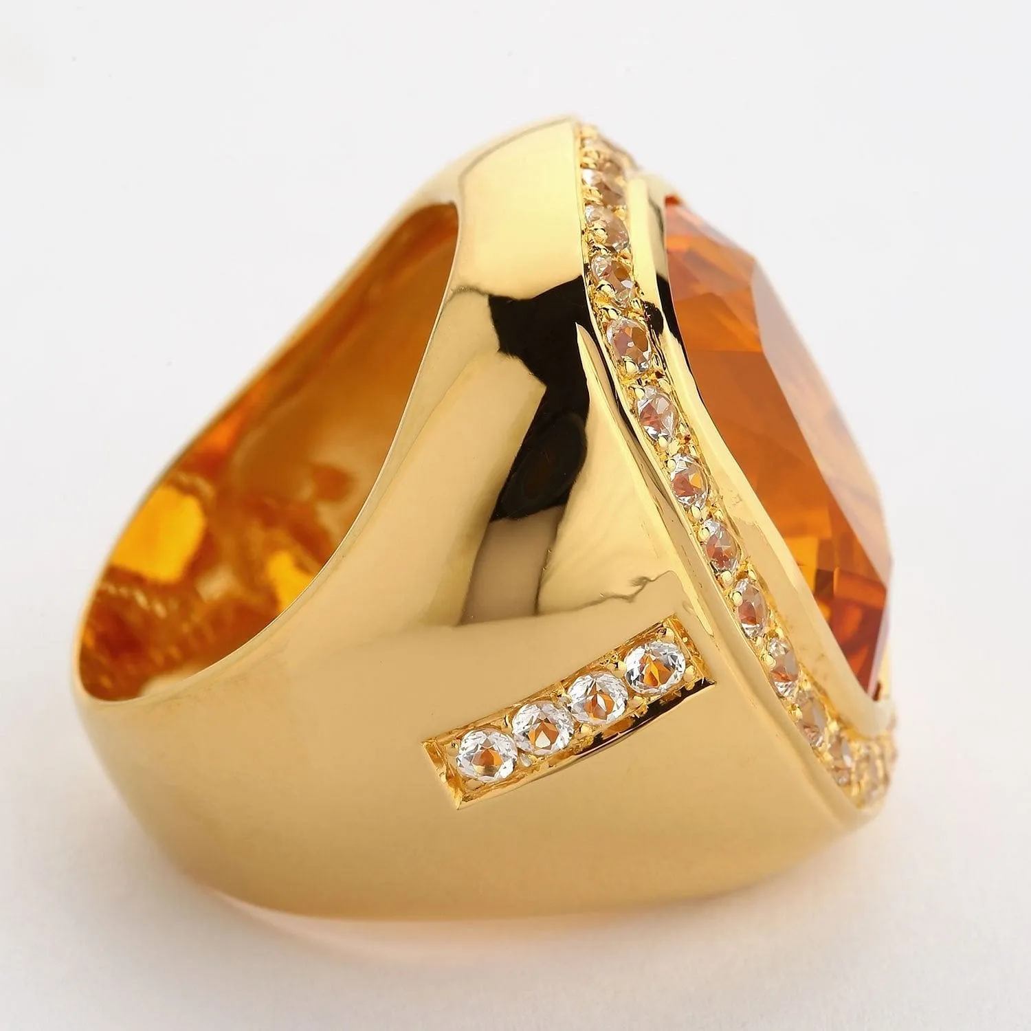 Huge Yellow Gold Mens Citrine Ring