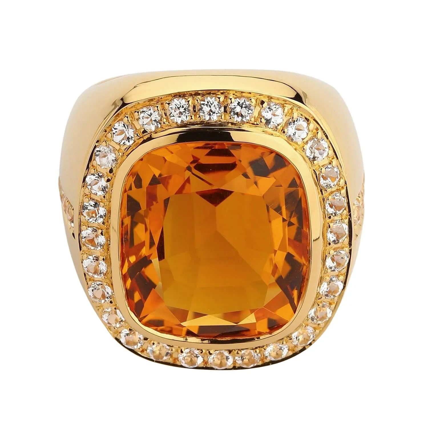Huge Yellow Gold Mens Citrine Ring
