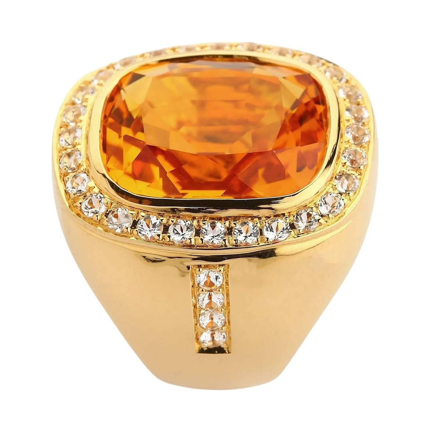 Huge Yellow Gold Mens Citrine Ring