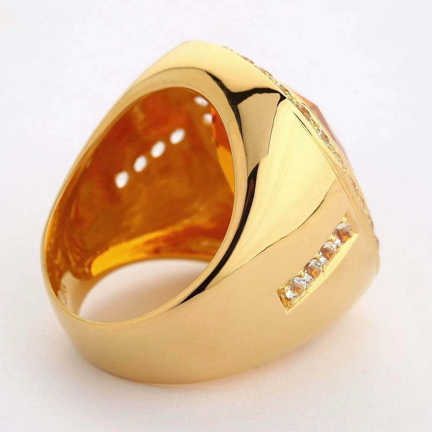 Huge Yellow Gold Mens Citrine Ring