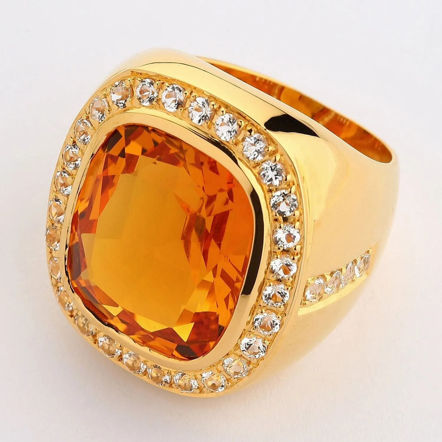 Huge Yellow Gold Mens Citrine Ring