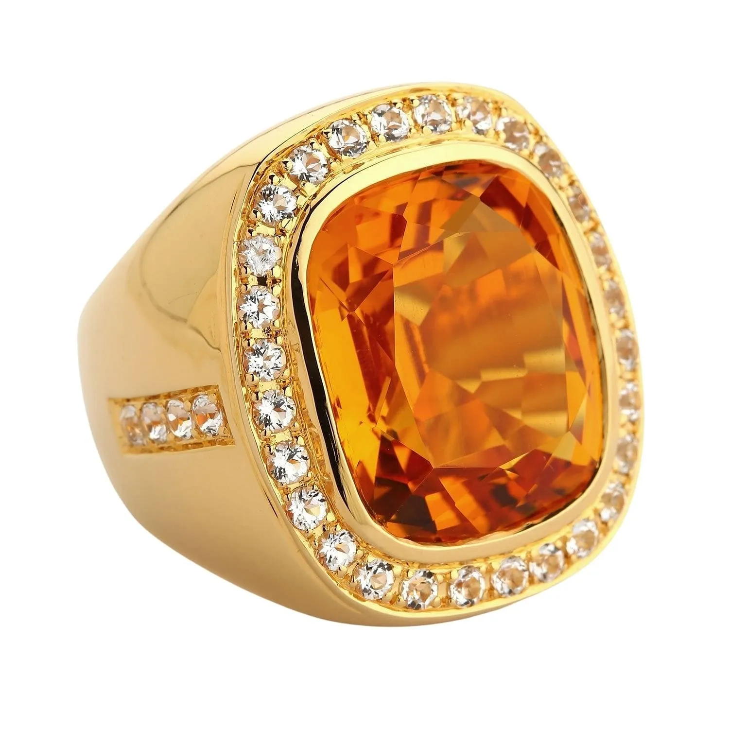Huge Yellow Gold Mens Citrine Ring