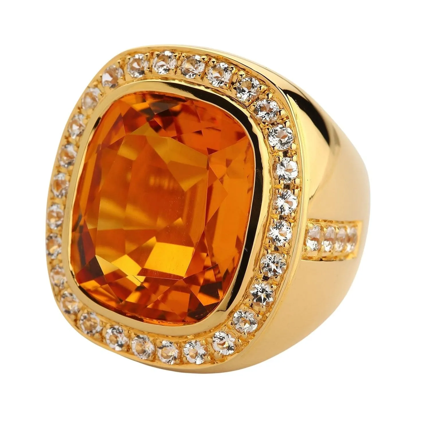 Huge Yellow Gold Mens Citrine Ring