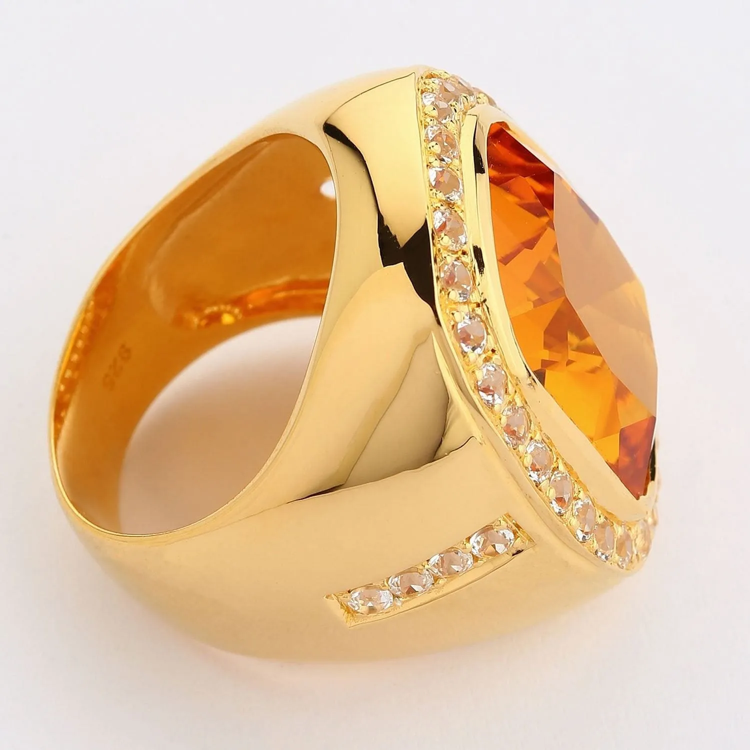 Huge Yellow Gold Mens Citrine Ring