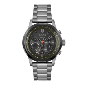 Hugo Boss Solgrade Grey Stainless Steel Black Dial Chronograph Quartz Watch for Gents - 1514034