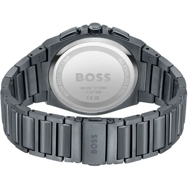 HUGO BOSS Steer GQ Grey Stainless Steel Grey Dial Chronograph Quartz Watch for Gents - 1513996