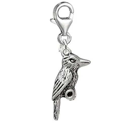 Hummingbird Clip on Pendant Charm for Bracelet or Necklace