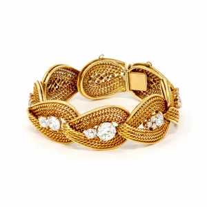 Important Retro Italian Diamond Bracelet in 18 Karat Yellow Gold