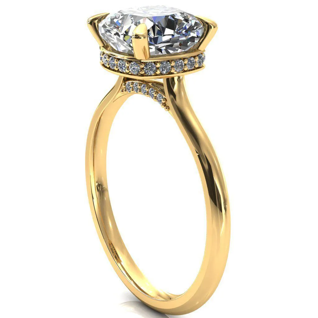 Janey Cushion Moissanite 4 Prongs Claw Floating Halo Inverted Cathedral Ring