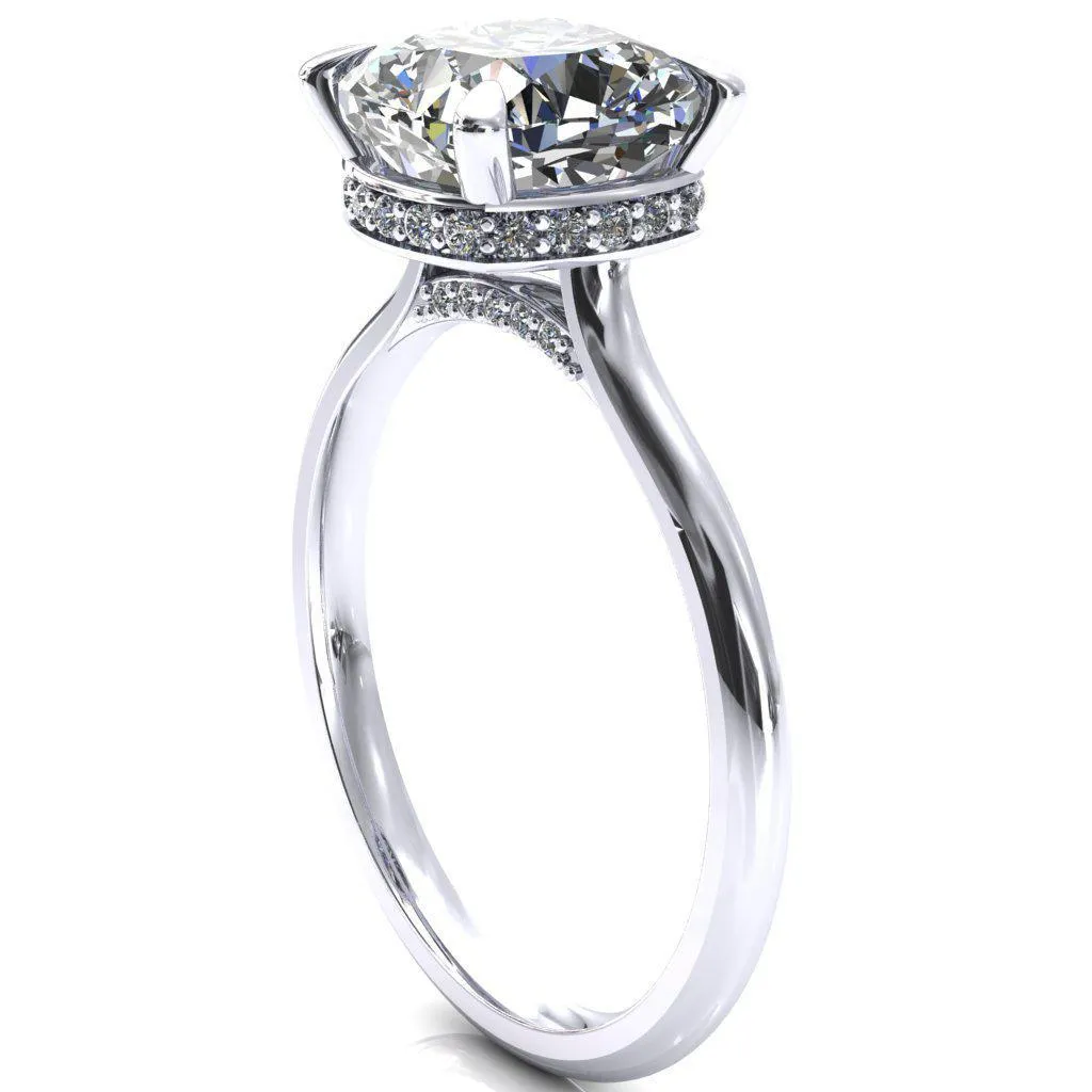Janey Cushion Moissanite 4 Prongs Claw Floating Halo Inverted Cathedral Ring