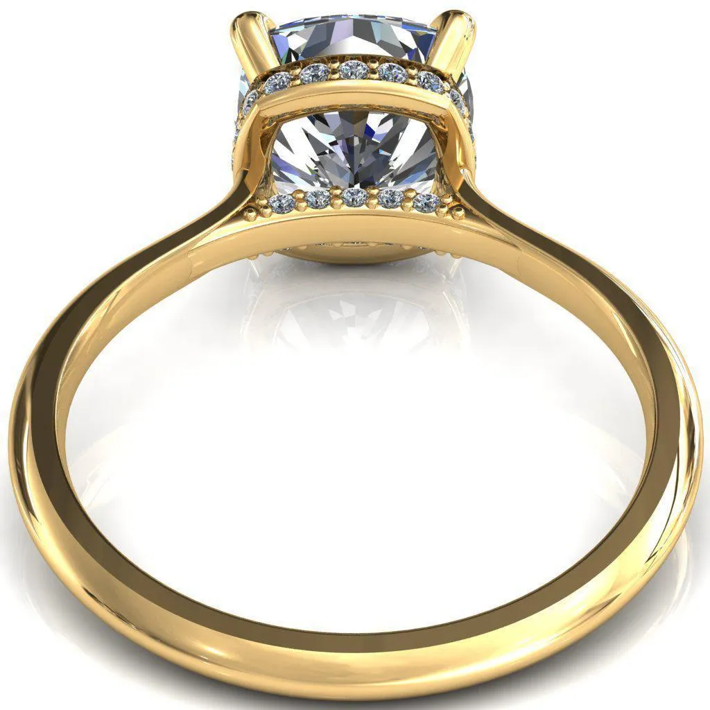 Janey Cushion Moissanite 4 Prongs Claw Floating Halo Inverted Cathedral Ring