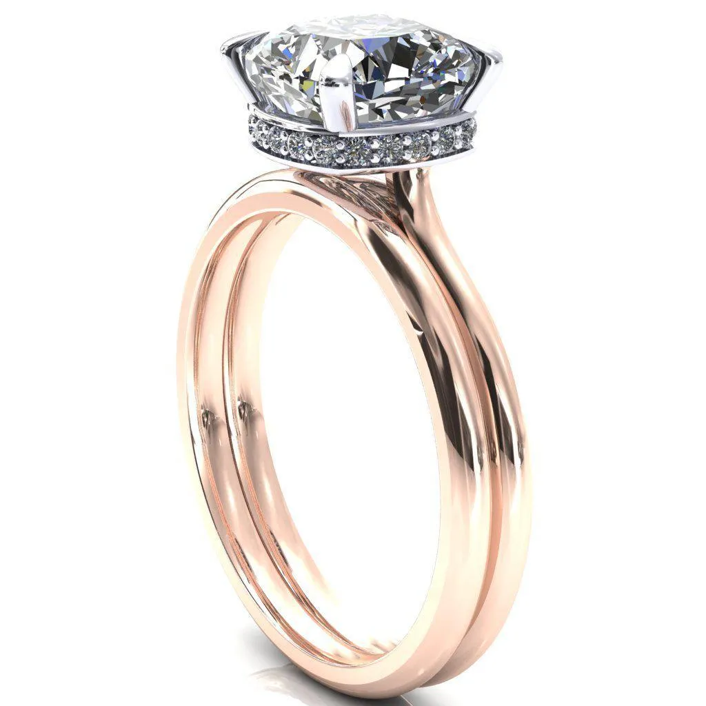 Janey Cushion Moissanite 4 Prongs Claw Floating Halo Inverted Cathedral Ring
