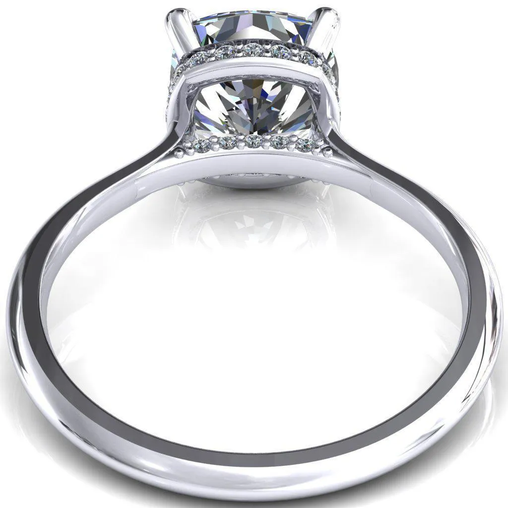 Janey Cushion Moissanite 4 Prongs Claw Floating Halo Inverted Cathedral Ring