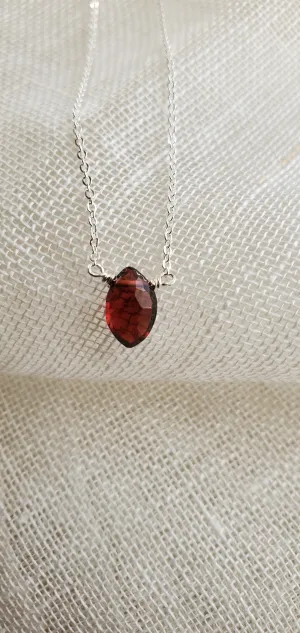 January Birthstone Sterling Silver Necklace (Garnet)