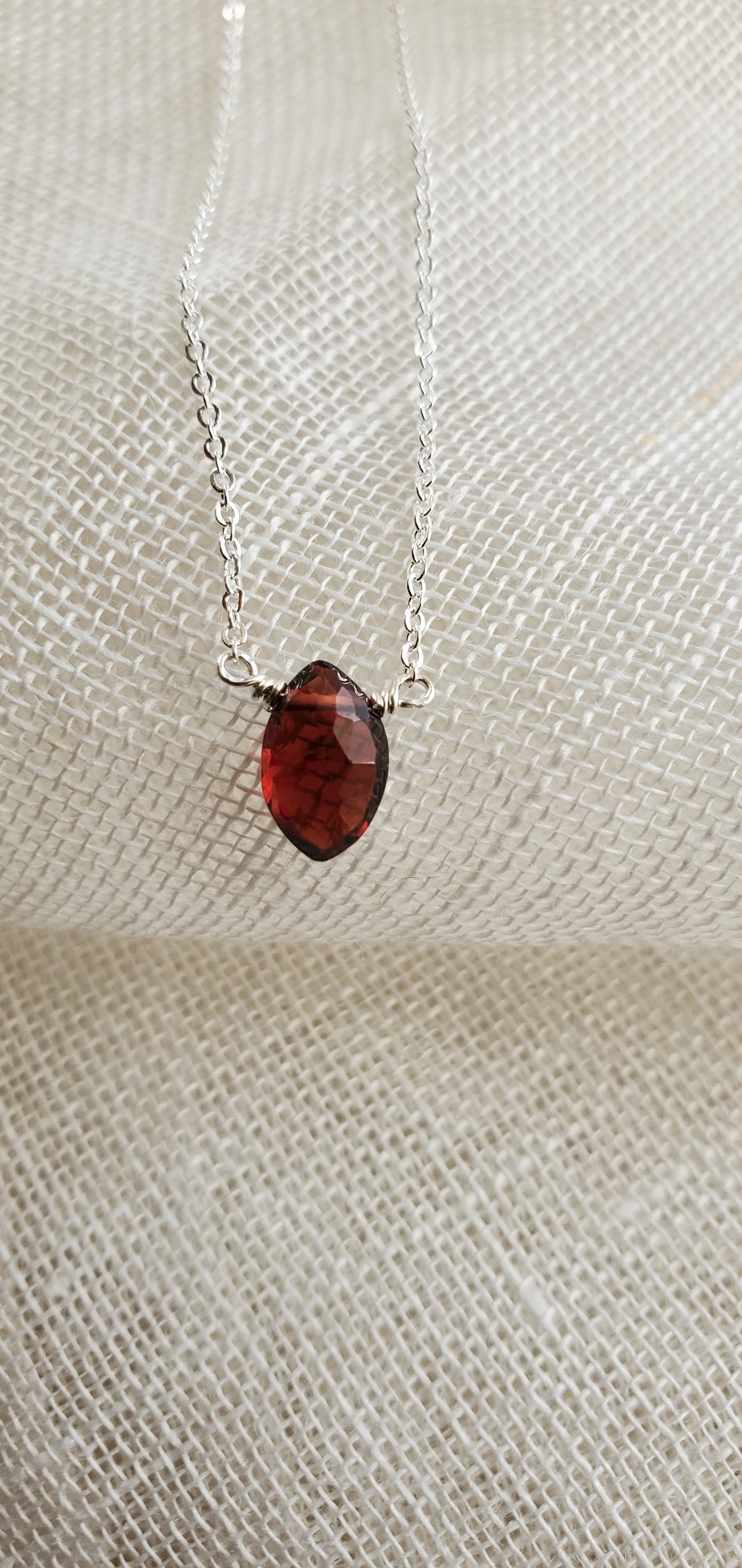 January Birthstone Sterling Silver Necklace (Garnet)