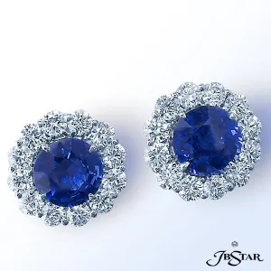 JB STAR PLATINUM SAPPHIRE, & DIAMOND EARRINGSCENTER: ROUND SAPPHIRE 5.52 CT. TW.DIAMONDS: 2.66 C