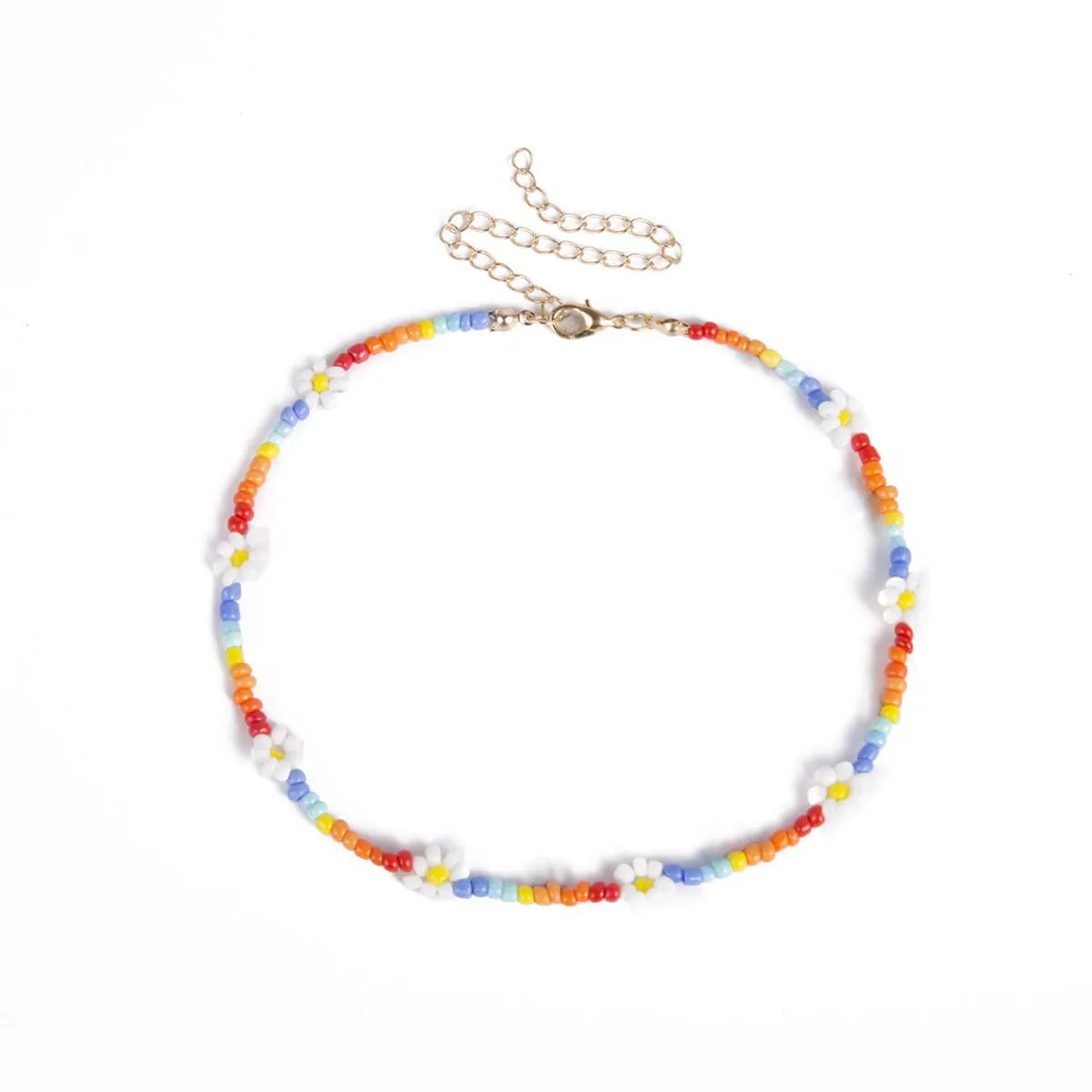 Jewel-Tone Howlite & 18K Gold-Plated Floral Station Choker Necklace
