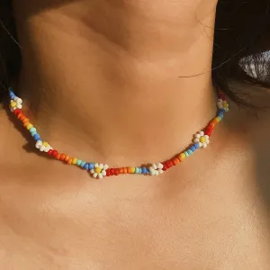 Jewel-Tone Howlite & 18K Gold-Plated Floral Station Choker Necklace