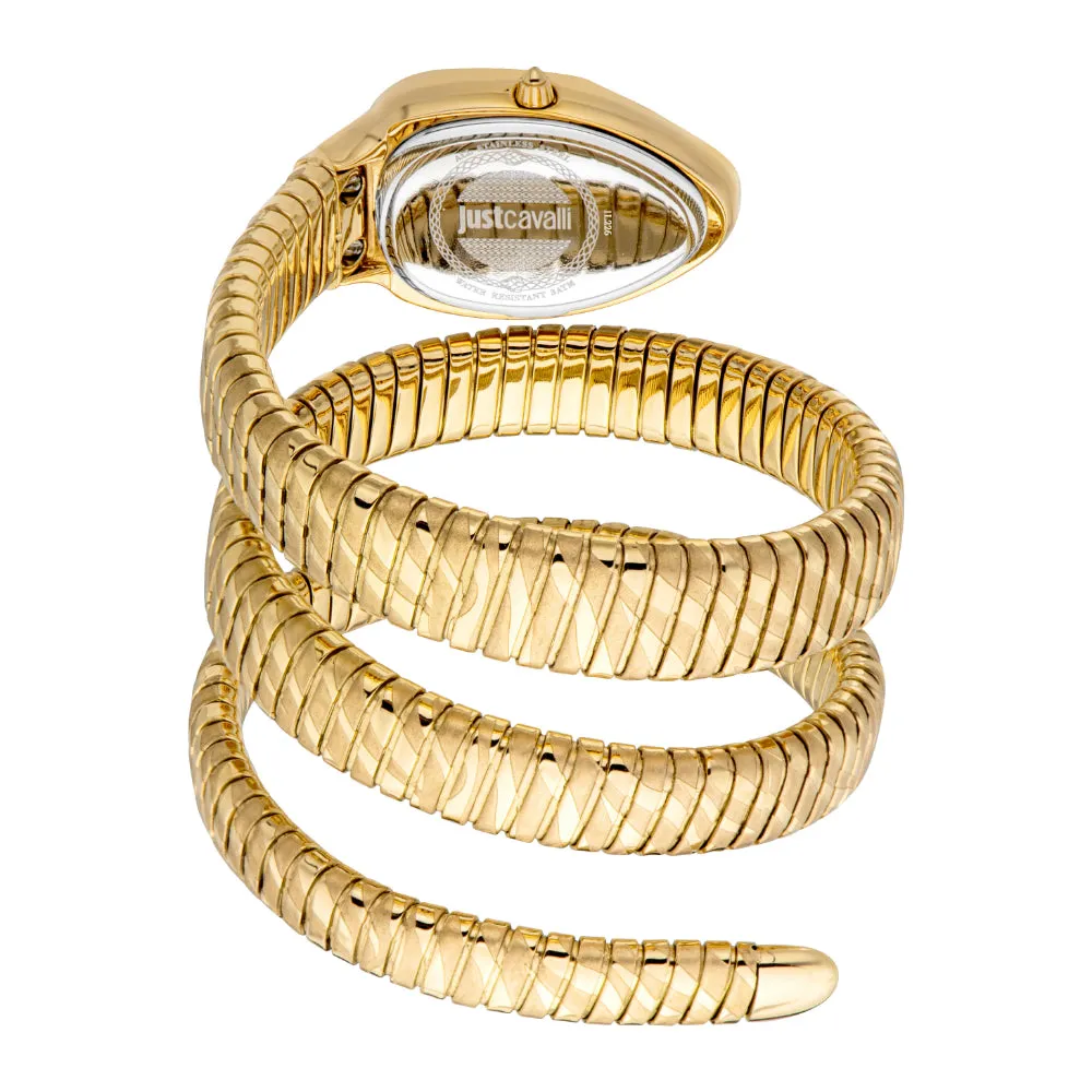 Just Cavalli Snake Shape Women's Gold Watch with Champagne Dial
