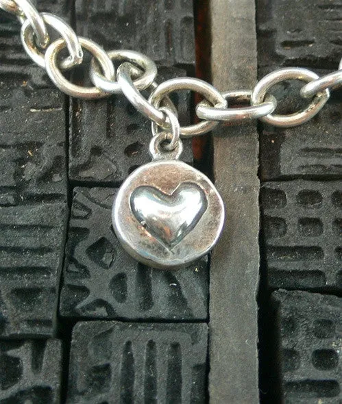 Kamofie Sterling Silver Link Bracelet with Small Love Charms and Peace Dove
