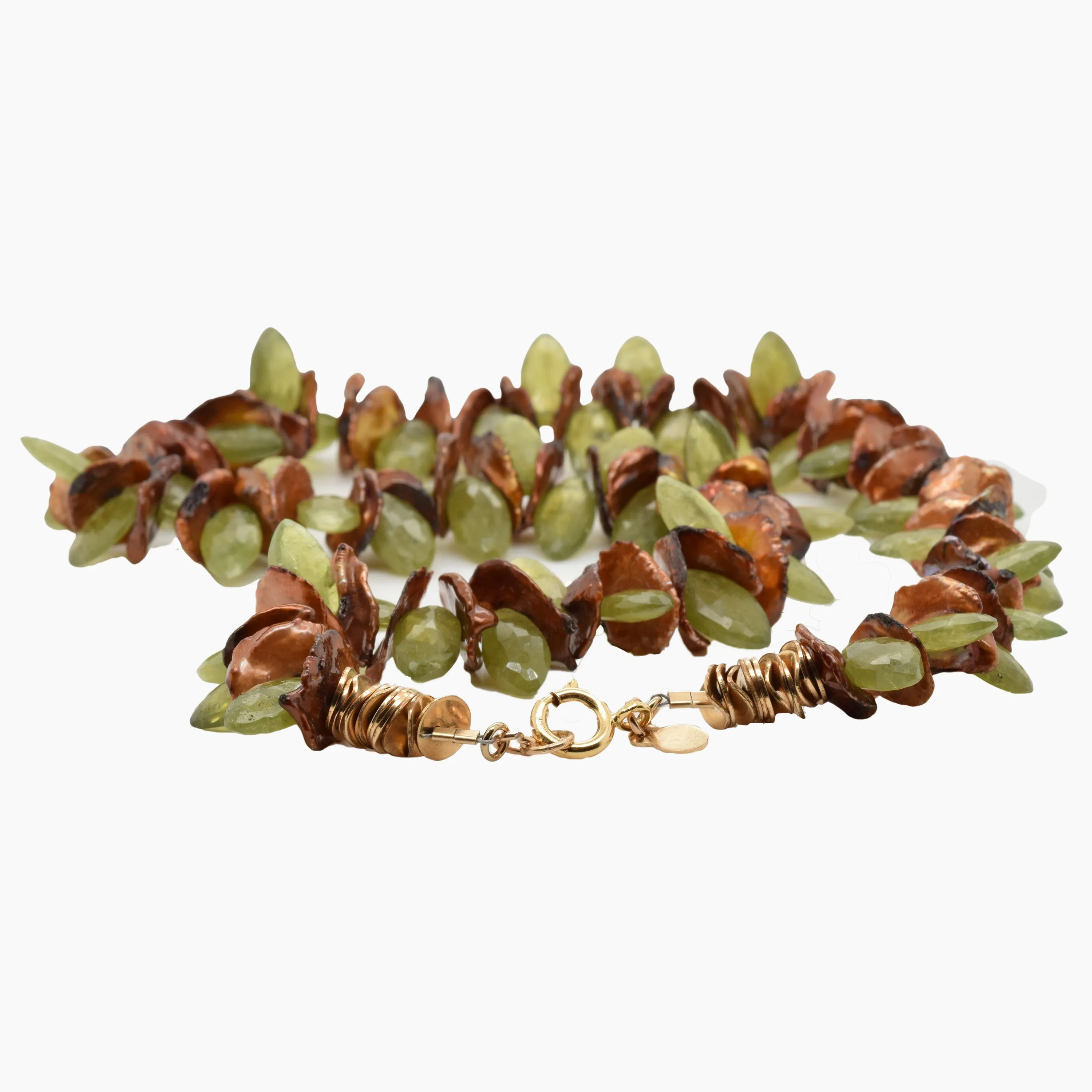 Keishi Pearls & Vesuvianite Gold Choker