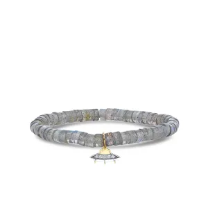Kids Collection Gold & Diamond Flying Saucer on Labradorite