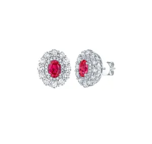 Lab Grown Diamond 4.47ctw Halo Stud Earrings <br> E-01911RUW