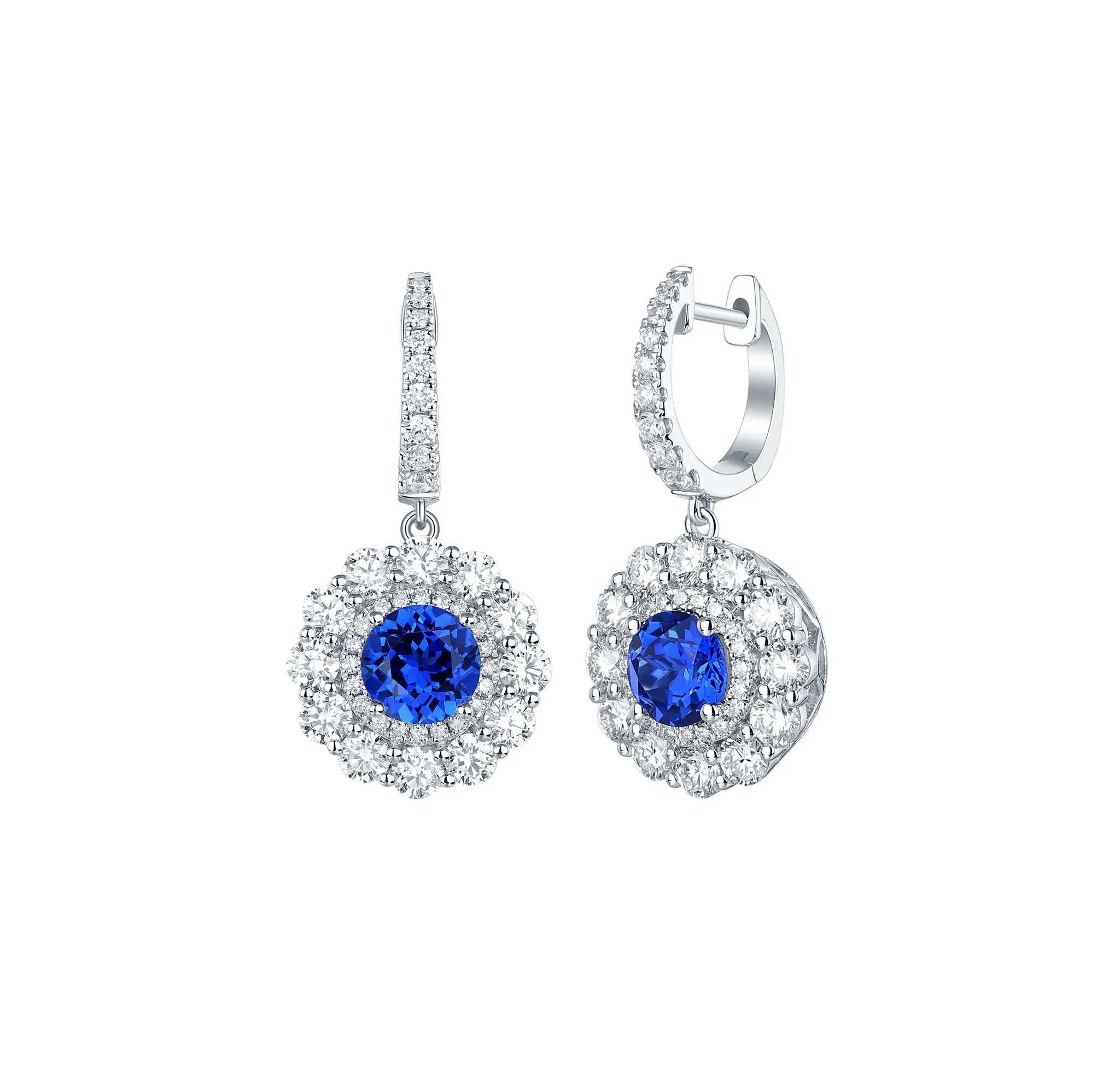 Lab Grown Diamond 4.53ctw Halo Drop Dangle Earrings <br> E-01914BSA