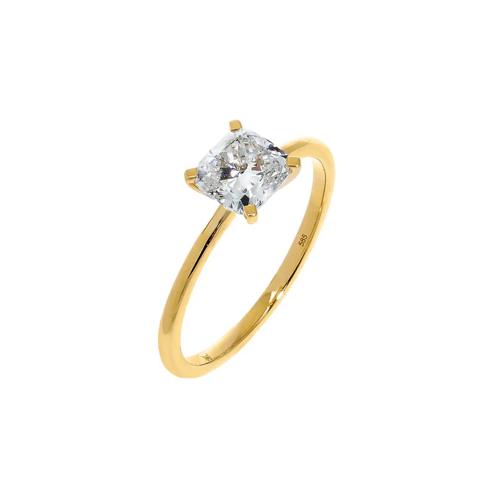 Lab Grown Diamond Cushion Cut Engagement Ring 14K