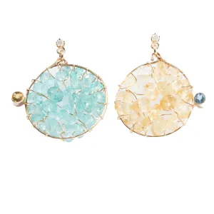 Lace Blue Topaz and Citrine with Diamonds Earrings