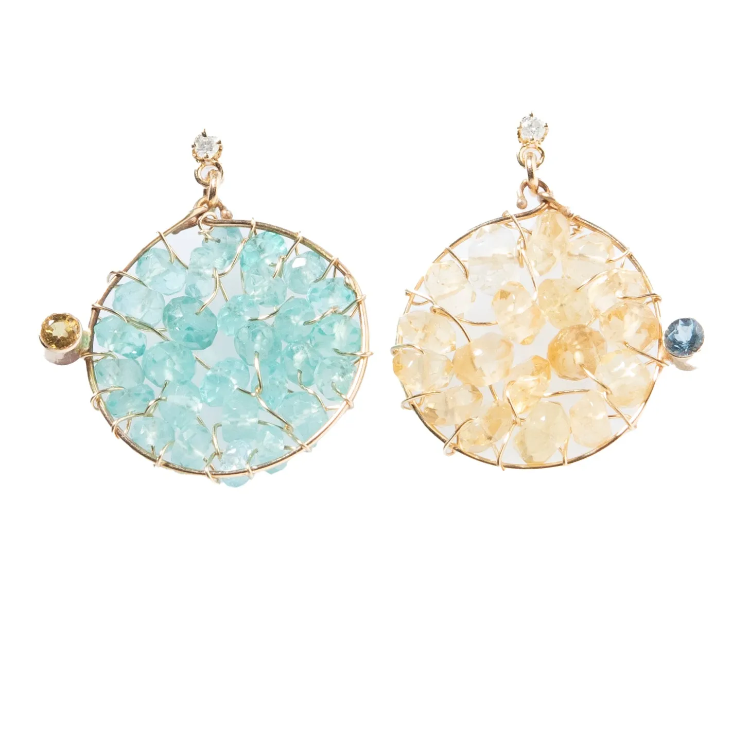 Lace Blue Topaz and Citrine with Diamonds Earrings