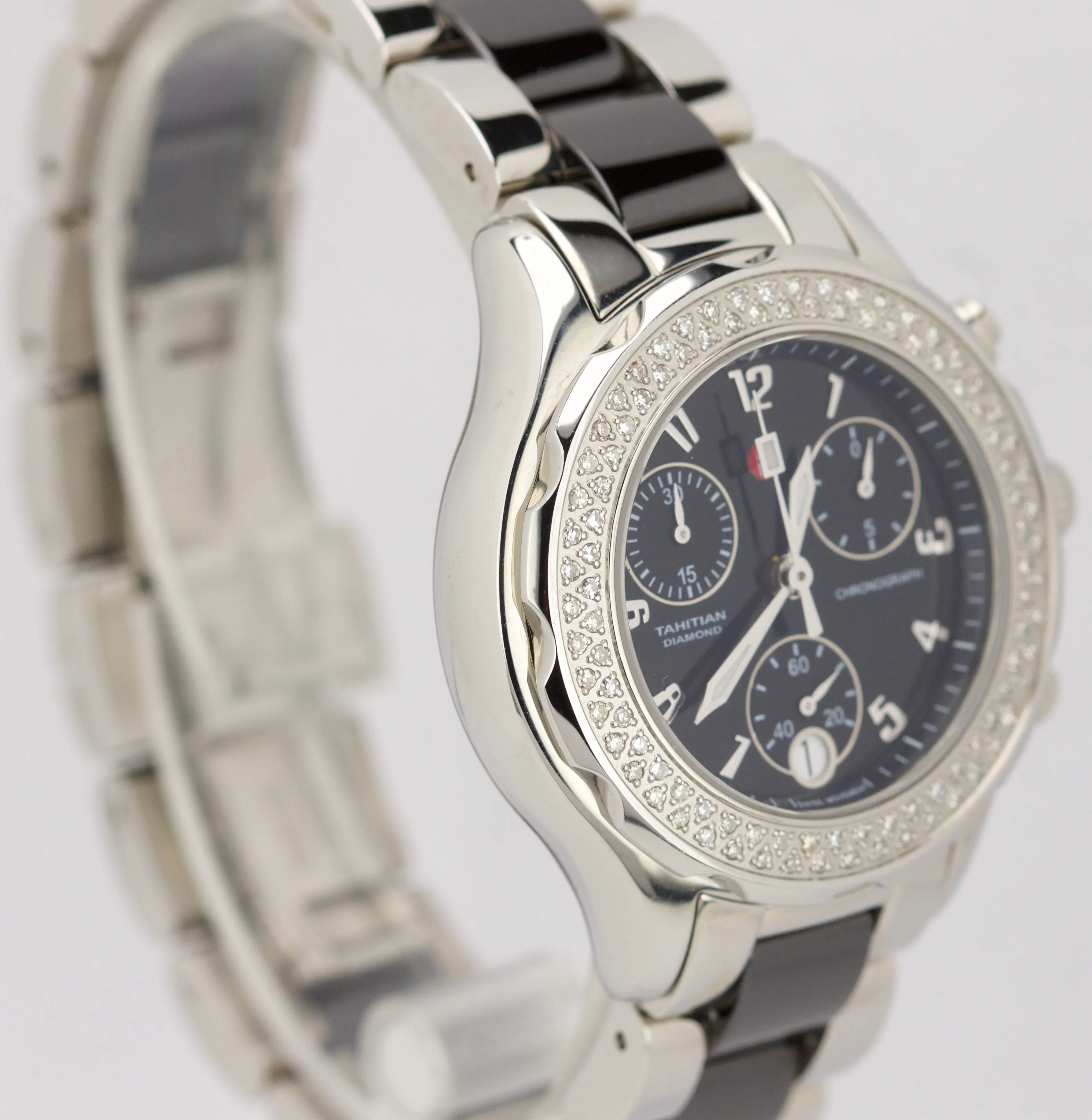 Ladies Michele Tahitian Diamond Ceramic 35mm Chronograph Watch MWW12C000003