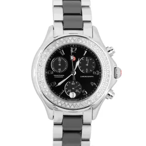 Ladies Michele Tahitian Diamond Ceramic 35mm Chronograph Watch MWW12C000003
