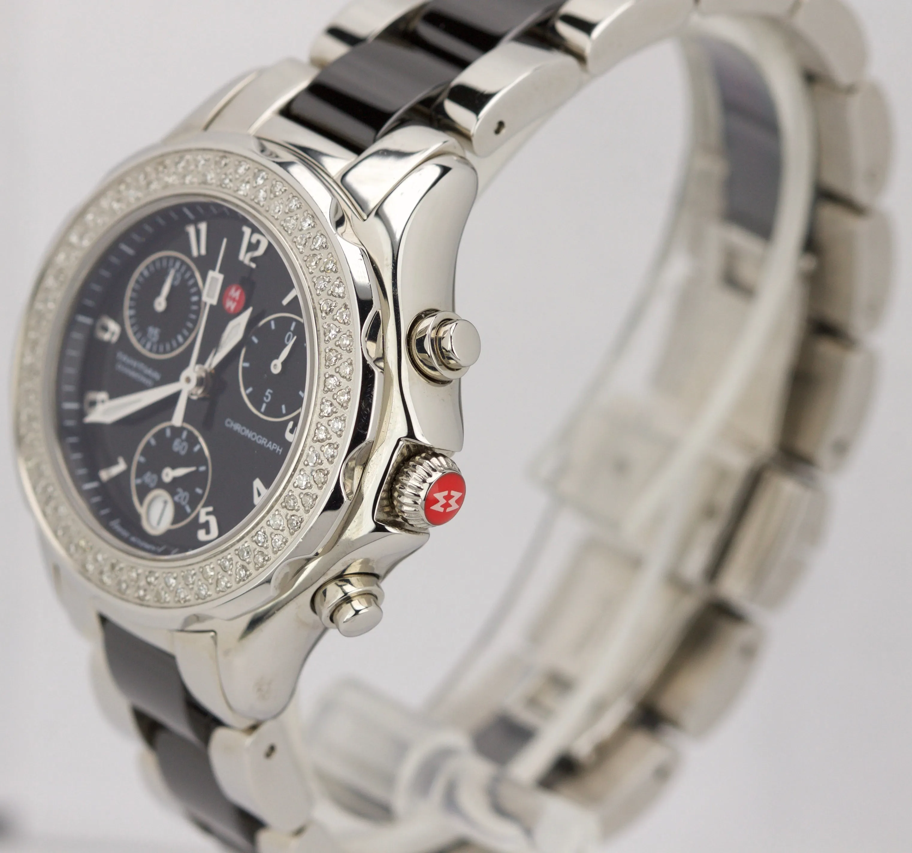 Ladies Michele Tahitian Diamond Ceramic 35mm Chronograph Watch MWW12C000003