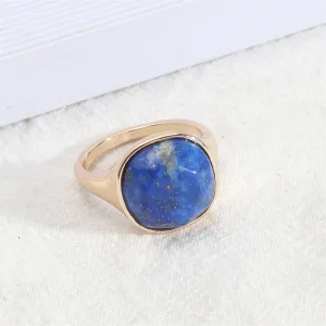 Lapis & 18K Gold-Plated Cushion-Cut Ring