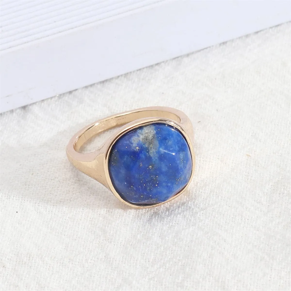 Lapis & 18K Gold-Plated Cushion-Cut Ring