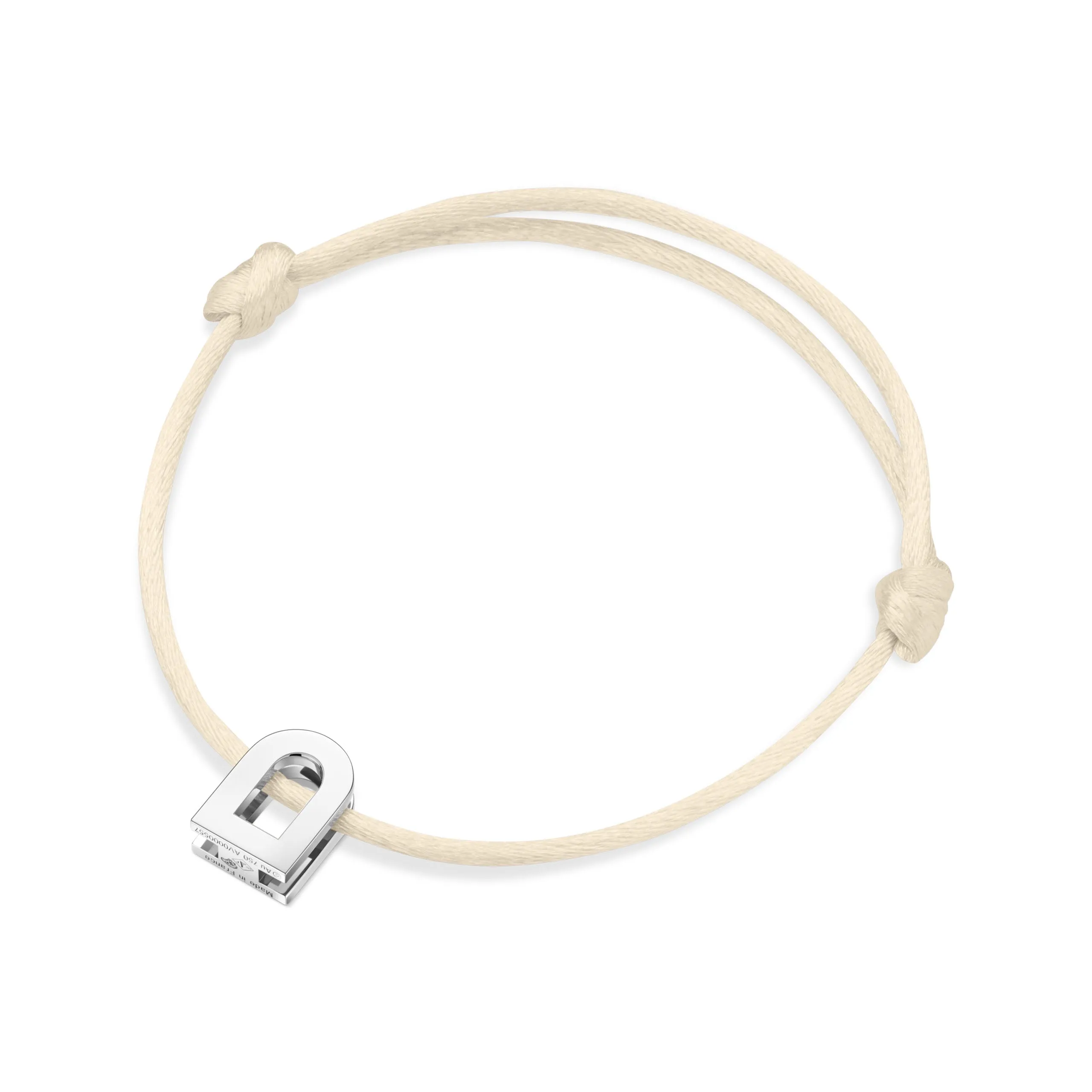 L'Arc Voyage Charm PM 18k White Gold Silk Cord Bracelet