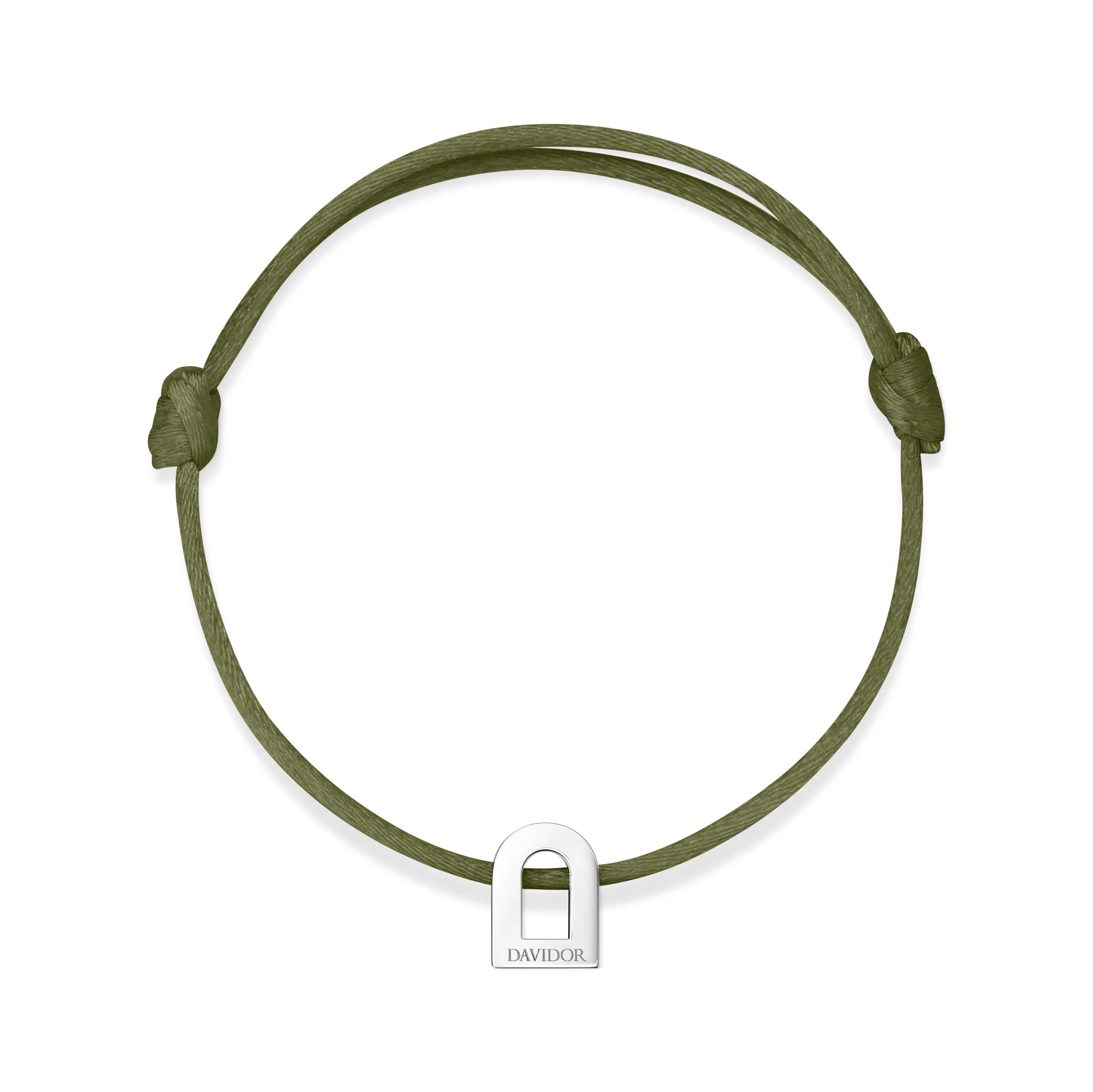 L'Arc Voyage Charm PM 18k White Gold Silk Cord Bracelet