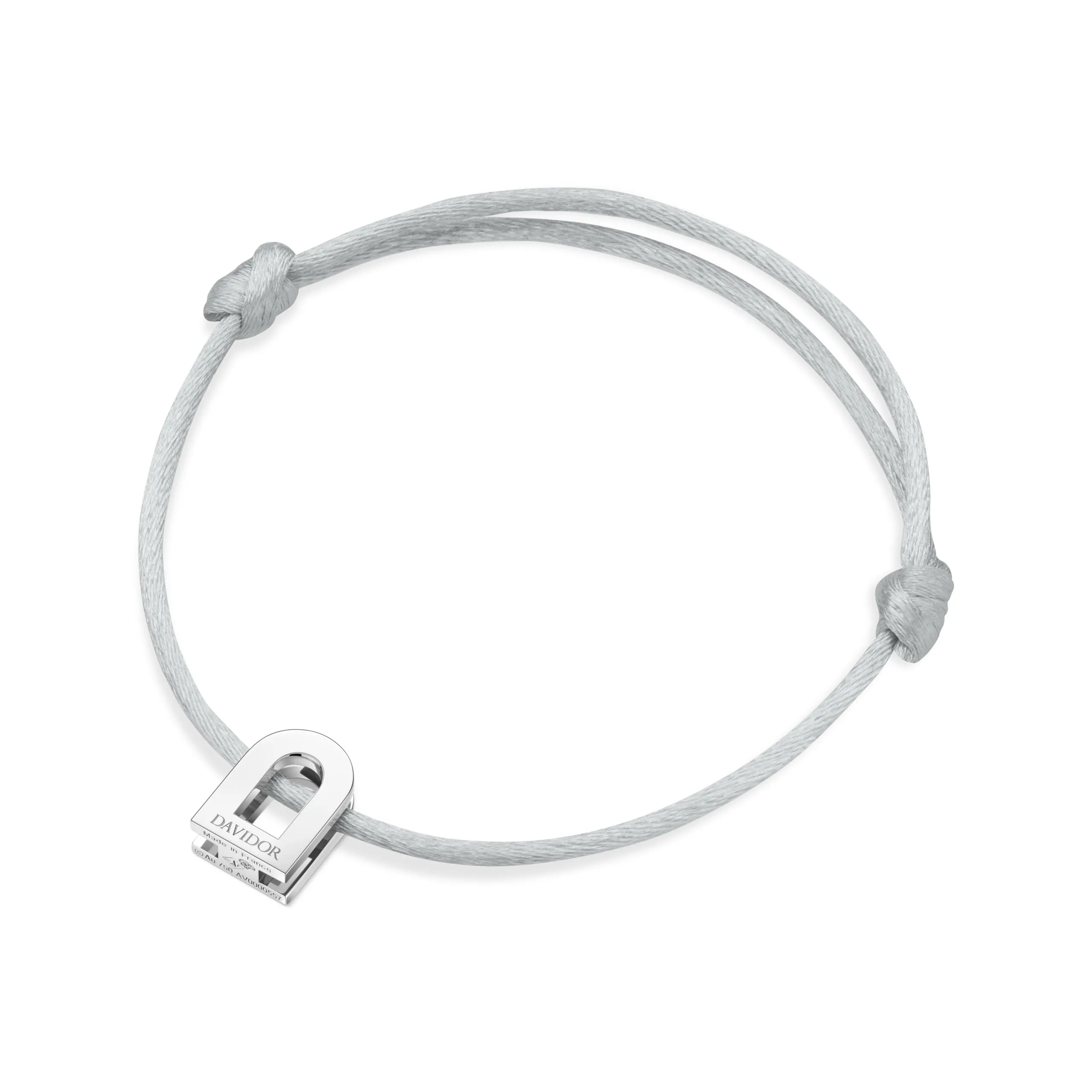 L'Arc Voyage Charm PM 18k White Gold Silk Cord Bracelet