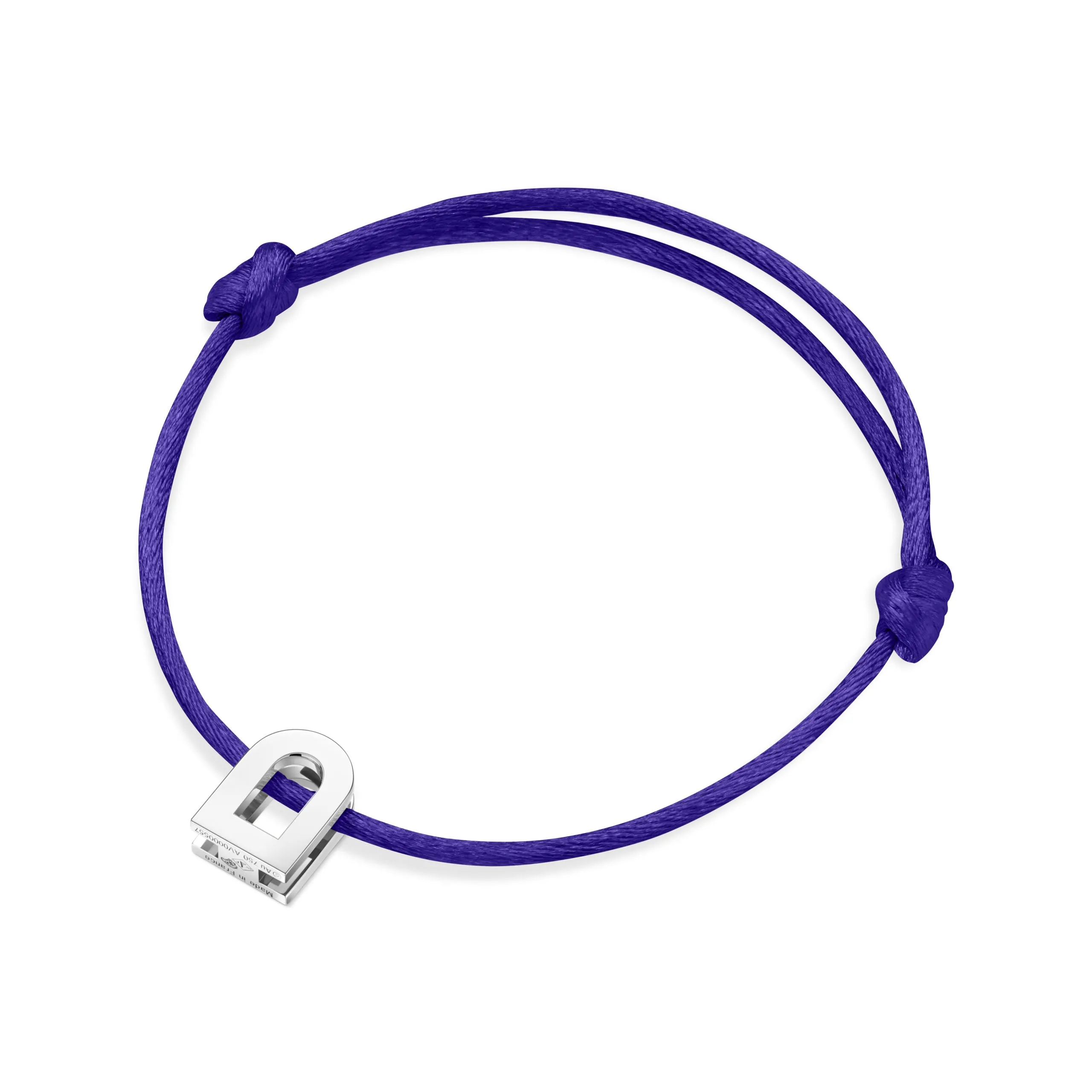 L'Arc Voyage Charm PM 18k White Gold Silk Cord Bracelet