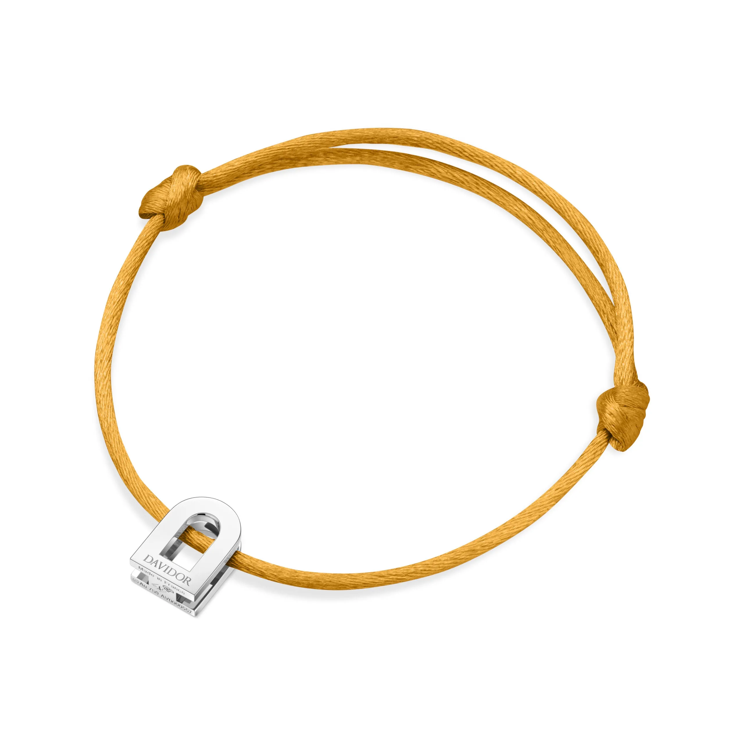 L'Arc Voyage Charm PM 18k White Gold Silk Cord Bracelet