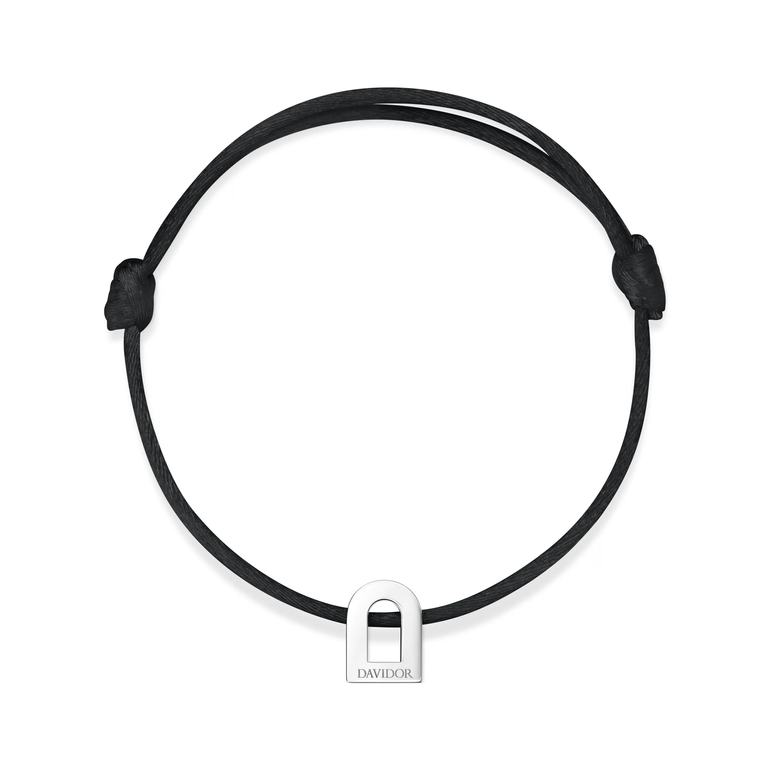 L'Arc Voyage Charm PM 18k White Gold Silk Cord Bracelet