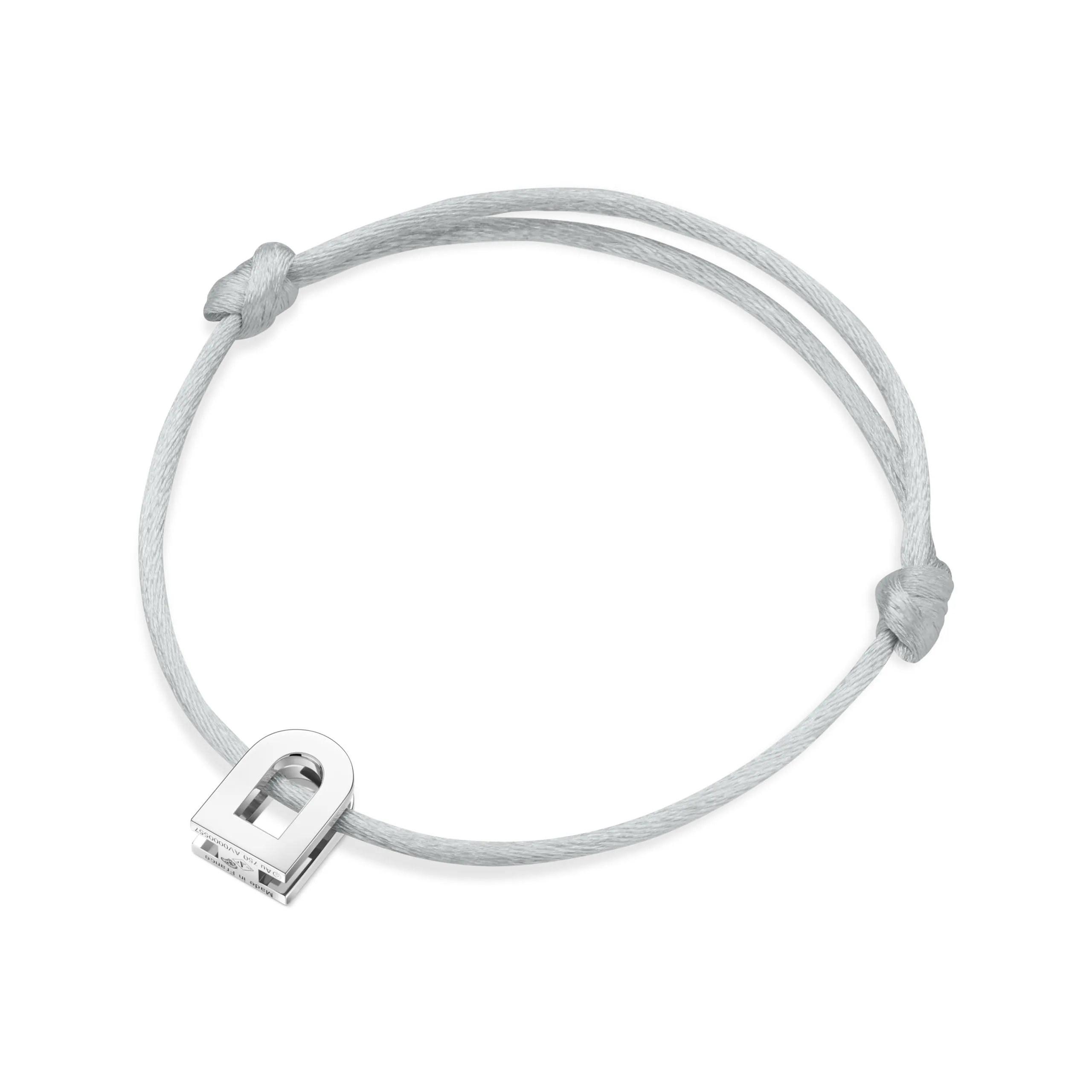 L'Arc Voyage Charm PM 18k White Gold Silk Cord Bracelet