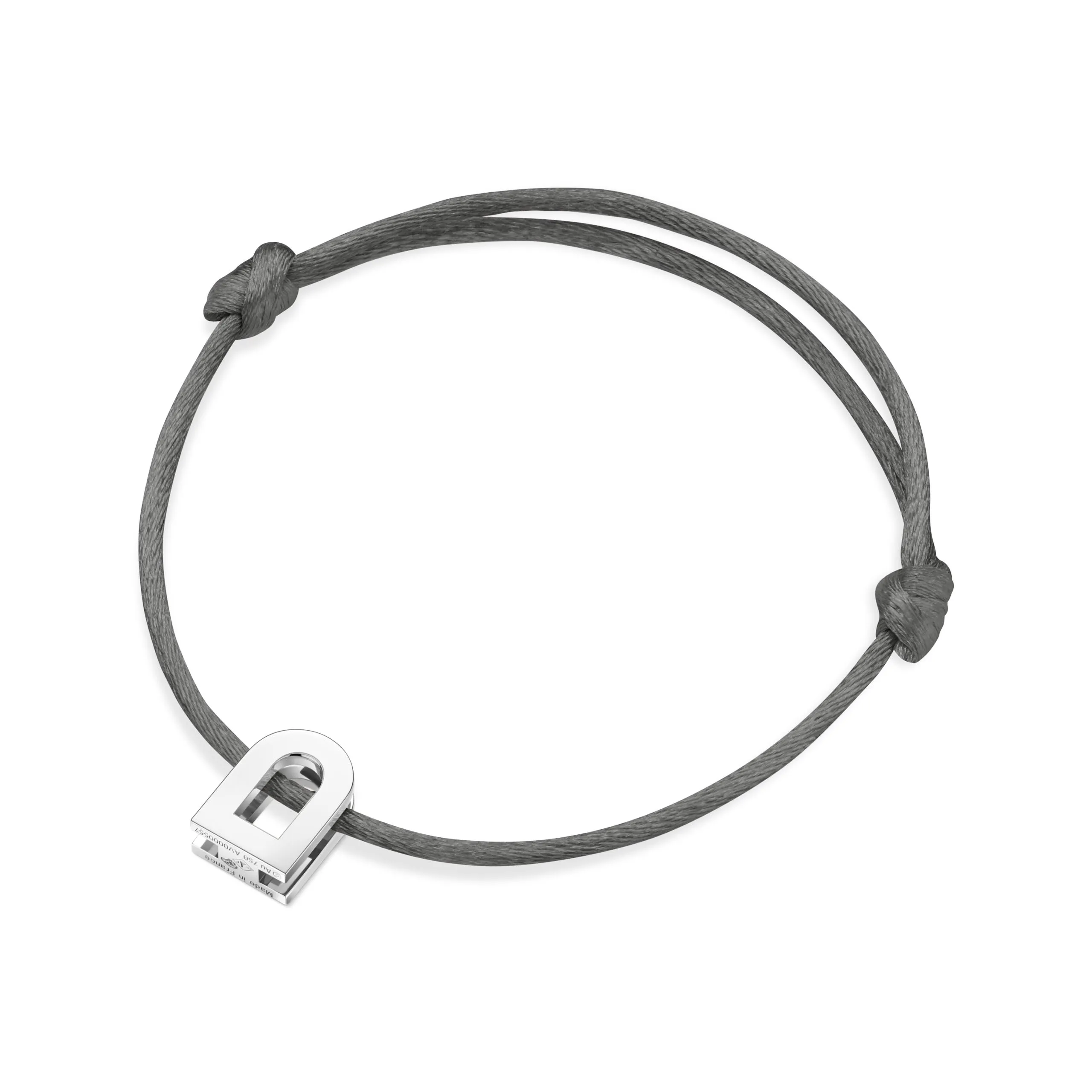 L'Arc Voyage Charm PM 18k White Gold Silk Cord Bracelet