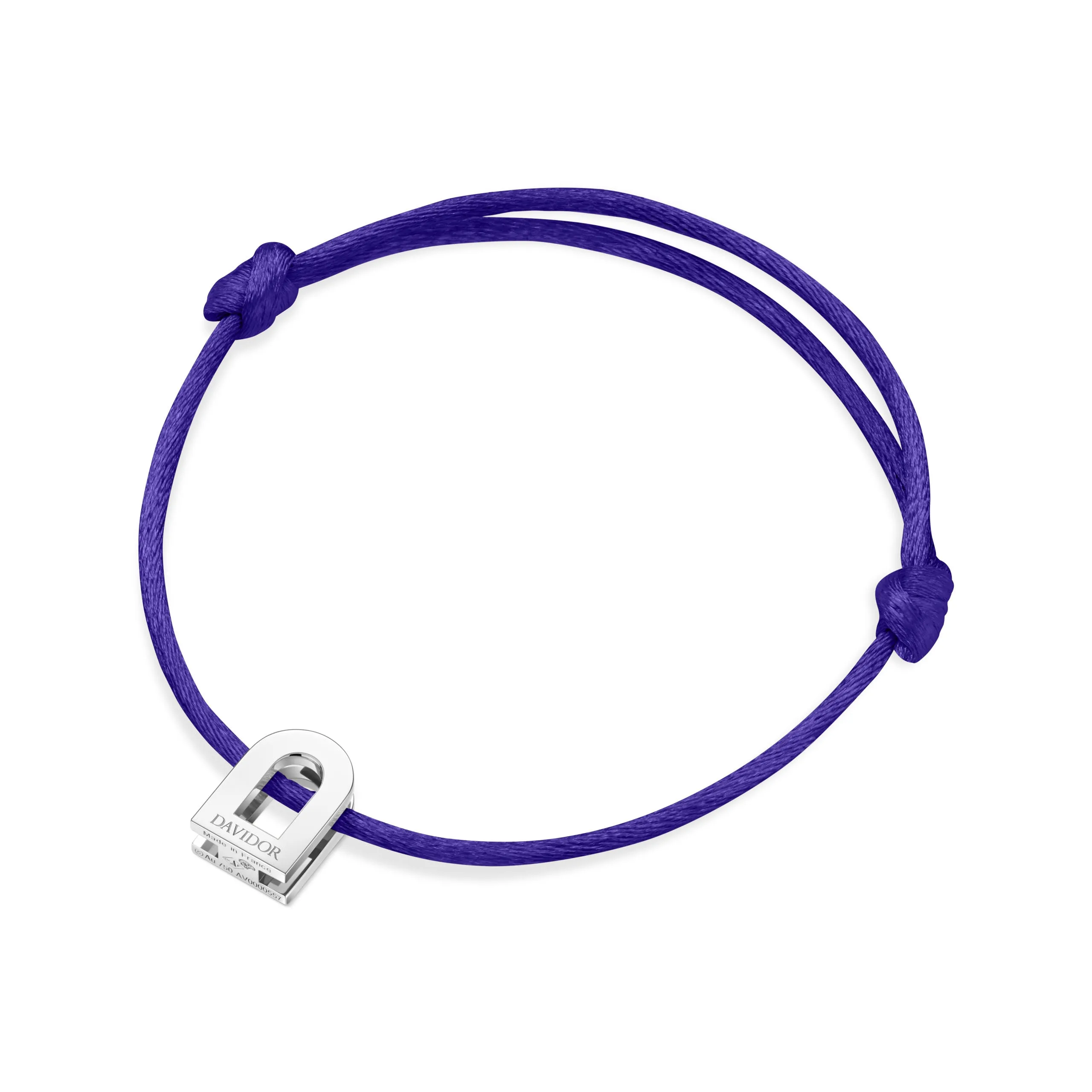 L'Arc Voyage Charm PM 18k White Gold Silk Cord Bracelet